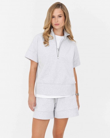 Сірий світшот з блискавкою та короткими рукавами FASHIONISTA