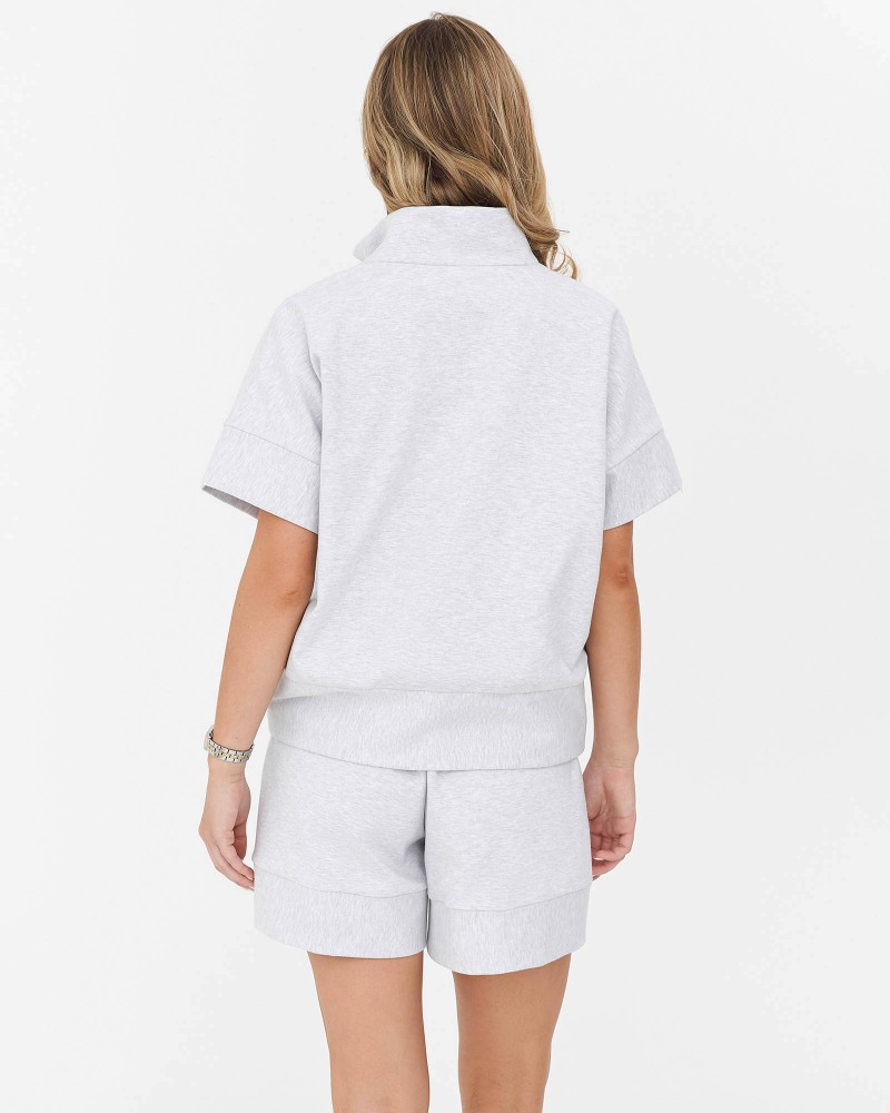 Сірий світшот з блискавкою та короткими рукавами FASHIONISTA