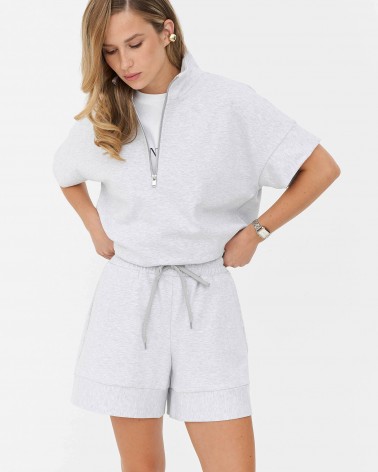 Сірі трикотажні шорти з еластичним поясом та широкими манжетами FASHIONISTA