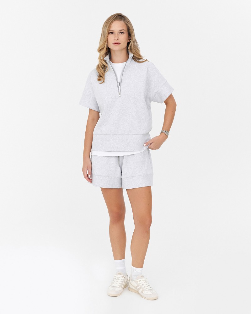 Сірі трикотажні шорти з еластичним поясом та широкими манжетами FASHIONISTA