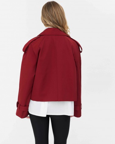 Бордовий вкорочений тренч FASHIONISTA