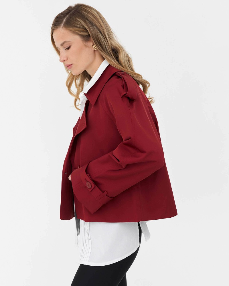 Бордовий вкорочений тренч FASHIONISTA Бордовий вкорочений тренч FASHIONISTA