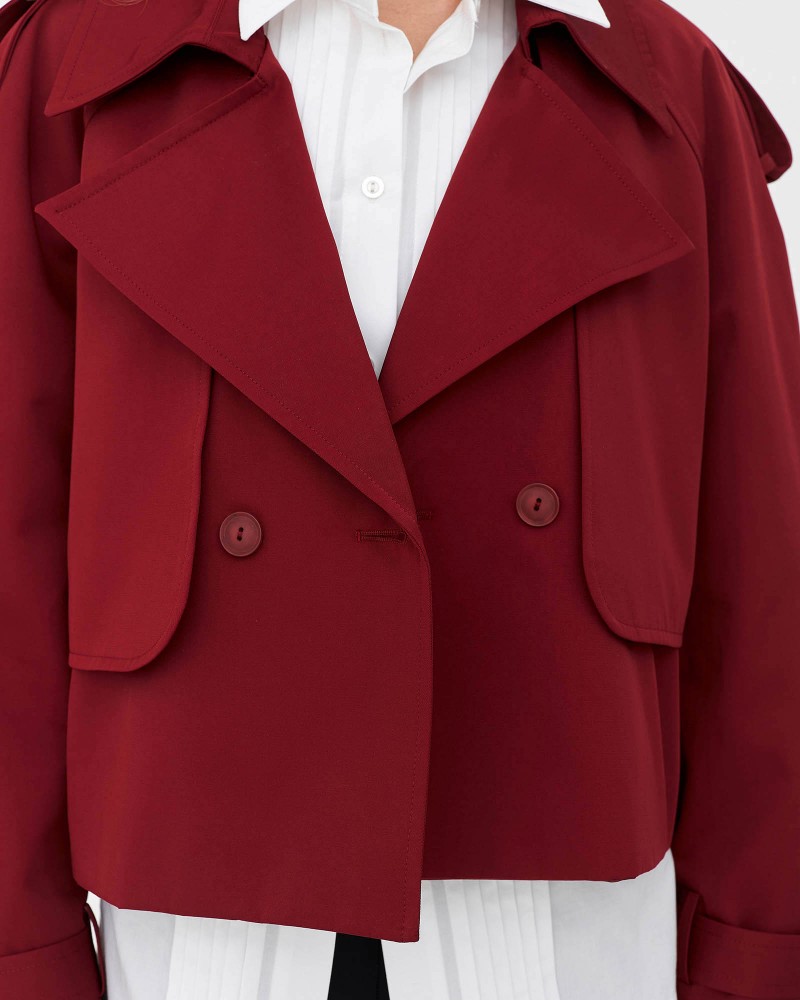 Бордовий вкорочений тренч FASHIONISTA Бордовий вкорочений тренч FASHIONISTA