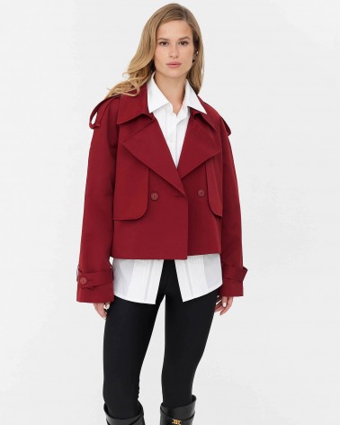 Бордовий вкорочений тренч FASHIONISTA