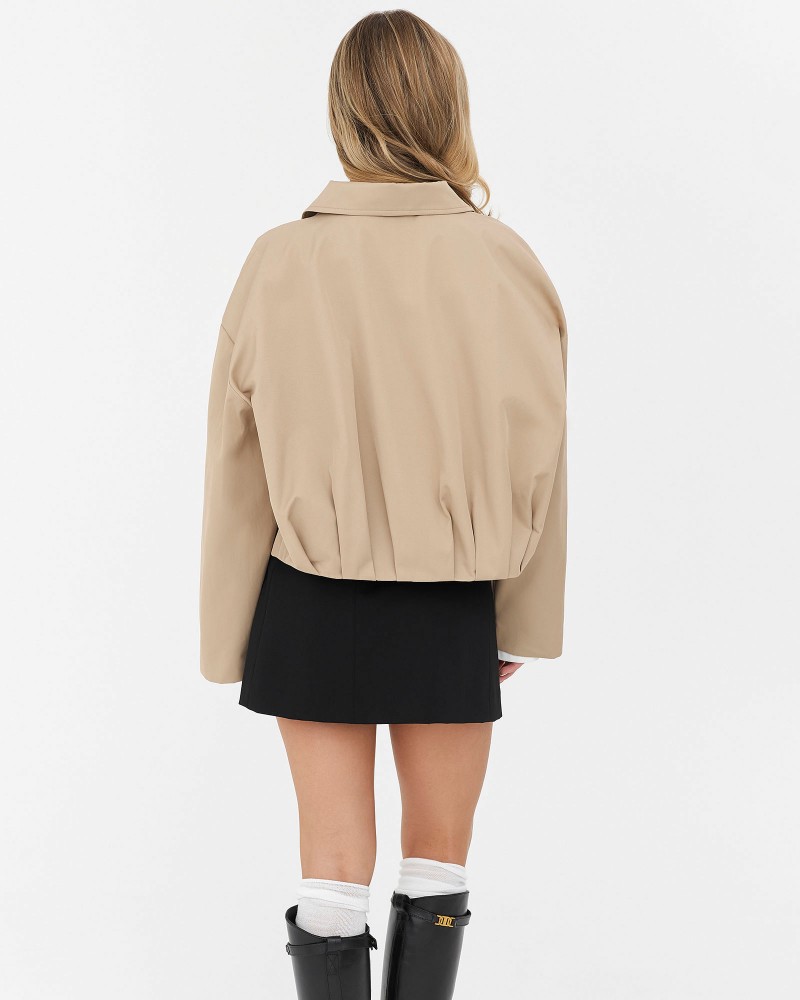 Бежевий бомбер з коміром FASHIONISTA
