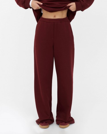 Бордові трикотажні штани-палацо FASHIONISTA