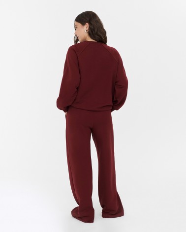 Бордові трикотажні штани-палацо FASHIONISTA