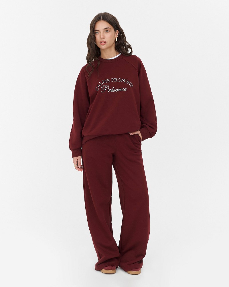 Бордові трикотажні штани-палацо FASHIONISTA