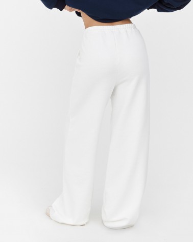 Білі трикотажні штани-палацо FASHIONISTA
