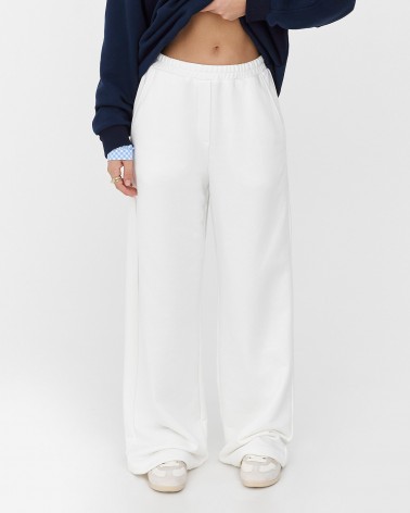 Білі трикотажні штани-палацо FASHIONISTA