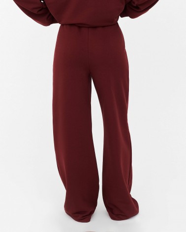 Бордові трикотажні штани-палацо FASHIONISTA