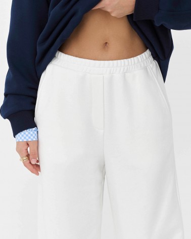 Білі трикотажні штани-палацо FASHIONISTA