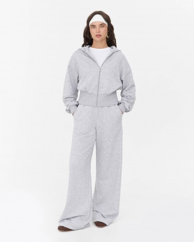 Сіре худі з блискавкою та капюшоном FASHIONISTA