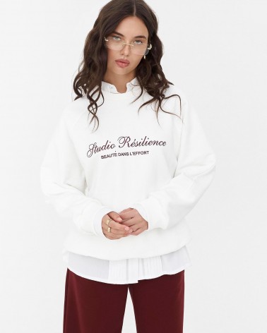 Білий світшот з написом FASHIONISTA