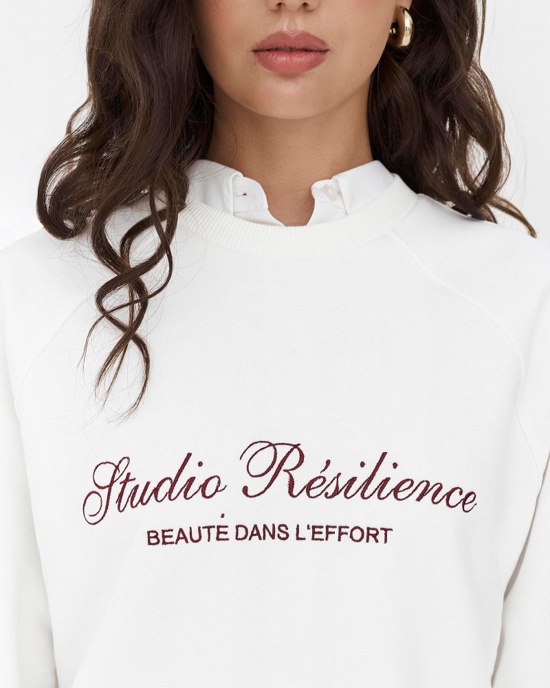 Білий світшот з написом FASHIONISTA