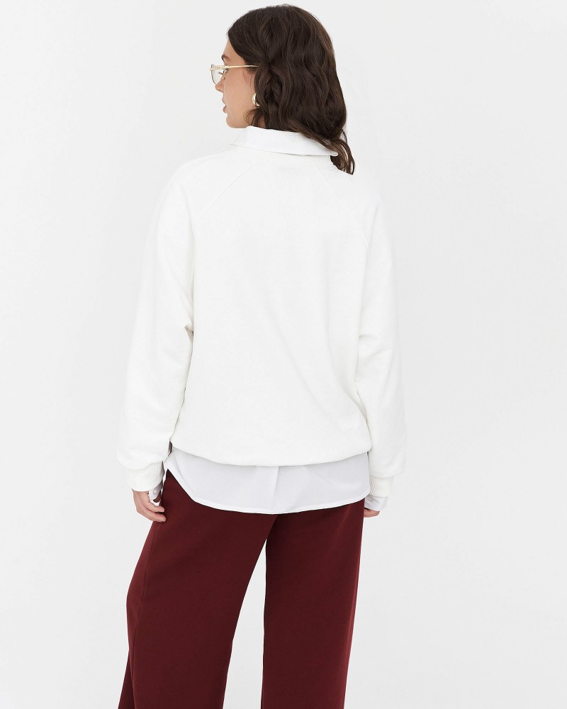 Білий світшот з написом FASHIONISTA