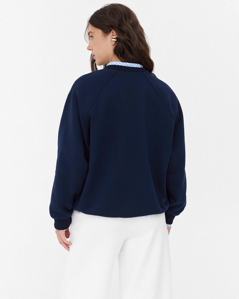 Темно-синій світшот з написом FASHIONISTA