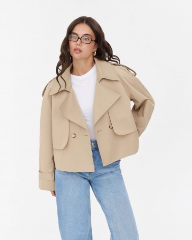 Бежевий вкорочений тренч FASHIONISTA