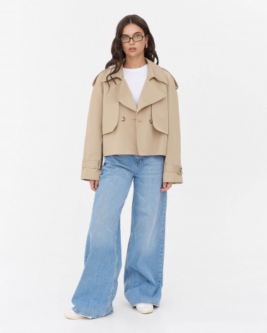 Бежевий вкорочений тренч FASHIONISTA