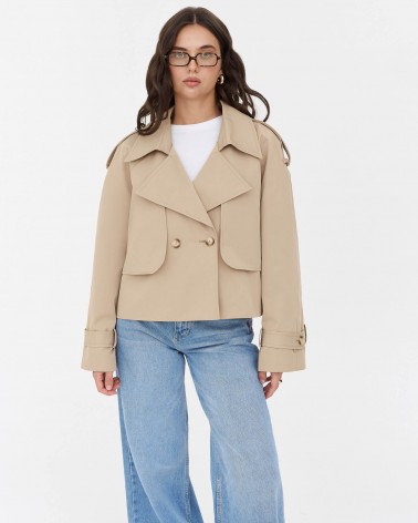 Бежевий вкорочений тренч FASHIONISTA