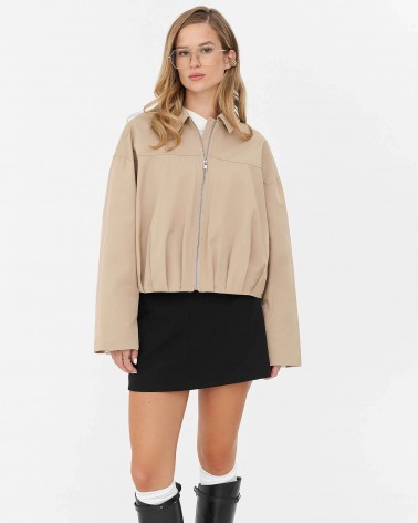 Бежевий бомбер з коміром FASHIONISTA