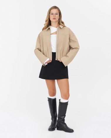 Бежевий бомбер з коміром FASHIONISTA