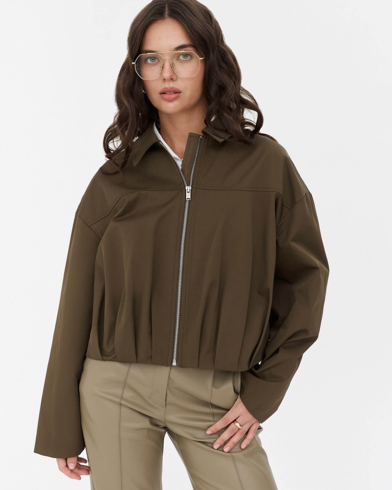 Хакі бомбер з коміром  FASHIONISTA