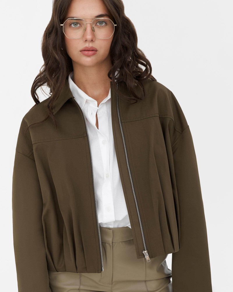 Хакі бомбер з коміром  FASHIONISTA
