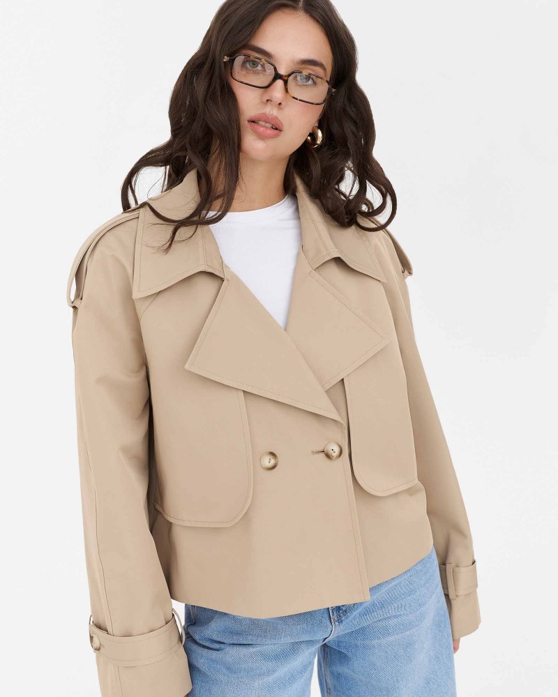 Бежевий вкорочений тренч FASHIONISTA Бежевий вкорочений тренч FASHIONISTA