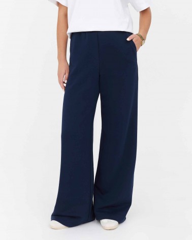 Темно-сині трикотажні штани-палацо FASHIONISTA