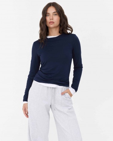 Темно-синій базовий лонгслів FASHIONISTA