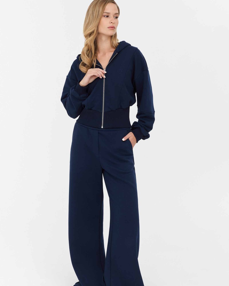 Темно-синє худі з блискавкою та капюшоном FASHIONISTA Темно-синє худі з блискавкою та капюшоном FASHIONISTA