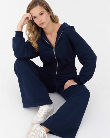 Темно-синє худі з блискавкою та капюшоном FASHIONISTA