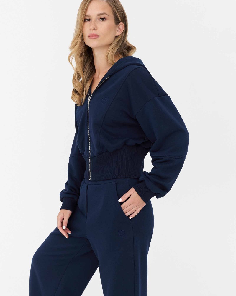 Темно-синє худі з блискавкою та капюшоном FASHIONISTA Темно-синє худі з блискавкою та капюшоном FASHIONISTA