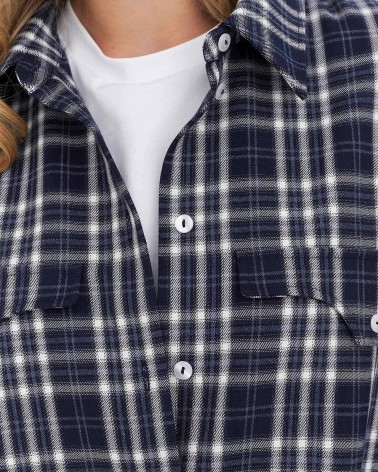 Темно-синя картата сорочка з імітацією нагрудних кишень FASHIONISTA