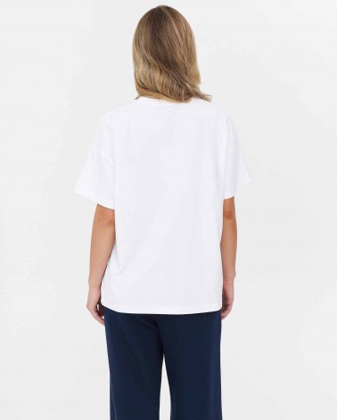 Біла футболка оверсайз з написом FASHIONISTA