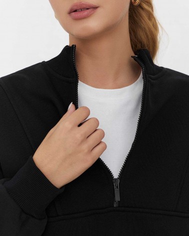 Чорний світшот з блискавкою на флісі FASHIONISTA