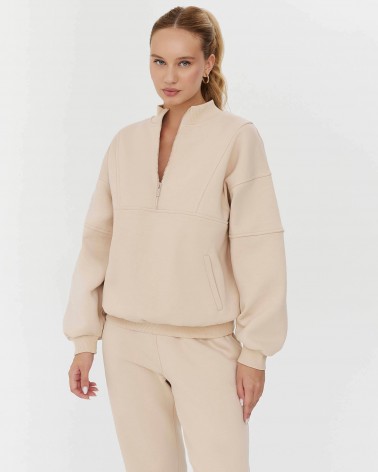 Світло-бежевий світшот з блискавкою на флісі FASHIONISTA