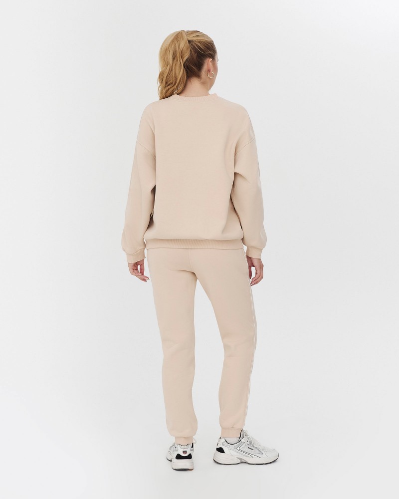 Світло-бежевий базовий світшот на флісі з принтом FASHIONISTA Світло-бежевий базовий світшот на флісі з принтом FASHIONISTA