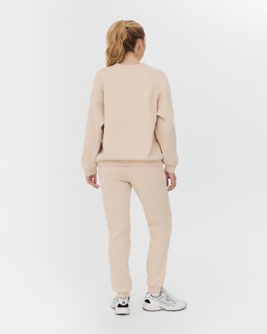 Світло-бежевий базовий світшот на флісі з принтом FASHIONISTA