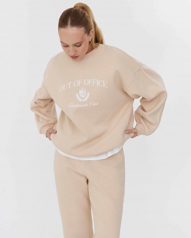 Світло-бежевий базовий світшот на флісі з принтом FASHIONISTA