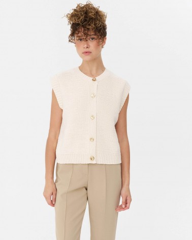 Світло-бежевий жилет з золотистою фурнітурою FASHIONISTA