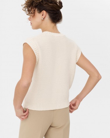 Світло-бежевий жилет з золотистою фурнітурою FASHIONISTA