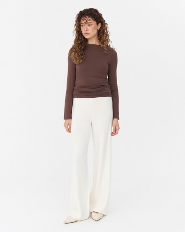 Молочні трикотажні штани-палацо FASHIONISTA