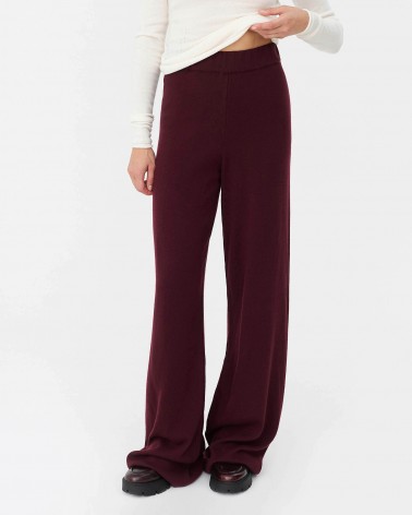 Бордові трикотажні штани-палацо FASHIONISTA