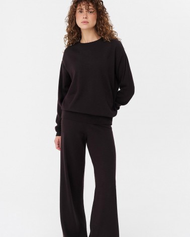 Темно-коричневі трикотажні штани-палацо FASHIONISTA