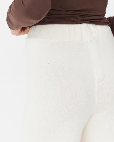 Молочні трикотажні штани-палацо FASHIONISTA