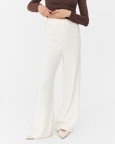 Молочні трикотажні штани-палацо FASHIONISTA