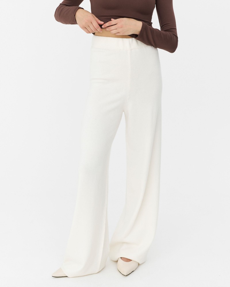 Молочні трикотажні штани-палацо FASHIONISTA