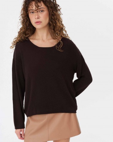 Темно-коричневий джемпер з круглим вирізом FASHIONISTA